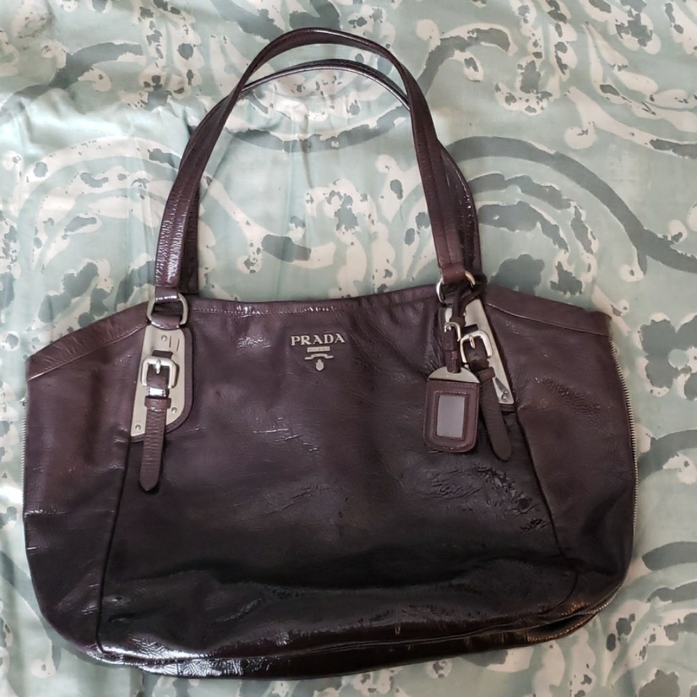 Prada Ombre Purple Patent Expandable Tote